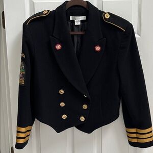 1980’s The Limited Cropped Wool Melton Navy military inspired Jacket Size M
